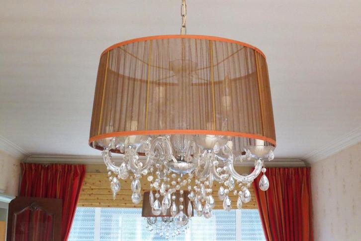 2 identieke kristallen lusters, Huis en Inrichting, Lampen | Kroonluchters, Gebruikt, Overige materialen, Ophalen