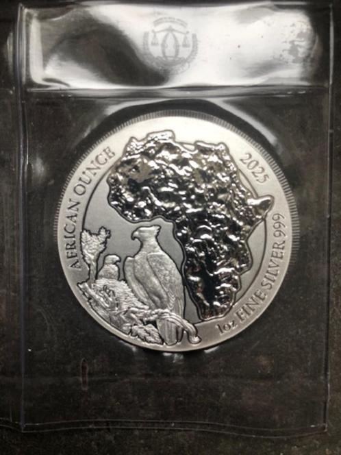 2025 Ruanda Rwanda - Martial Eagle - 1 oz silver, Postzegels en Munten, Munten | Afrika, Losse munt, Overige landen, Zilver, Ophalen of Verzenden