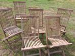 6 vintage teaken klapstoelen Quality collection, Tuin en Terras, Tuinstoelen, Ophalen, Gebruikt, Teakhout, Stapelbaar