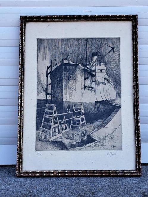 gravure cale seche signe kurt peiser, Antiek en Kunst, Kunst | Etsen en Gravures, Ophalen of Verzenden