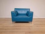 Montel Fresh - Fauteuil - Blauw - Leder - Design, Design, Leer, Ophalen of Verzenden, 75 tot 100 cm