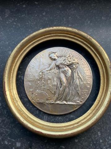 Art Deco grote bronzen medaille Stad Antwerpen 1932 .