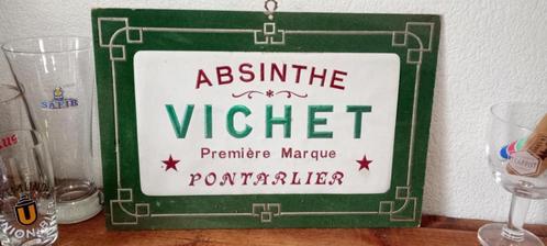 Distilleerderij alcohol Oude pub Absinthe Vichet Pontarlier, Verzamelen, Merken en Reclamevoorwerpen, Gebruikt, Reclamebord, Ophalen of Verzenden