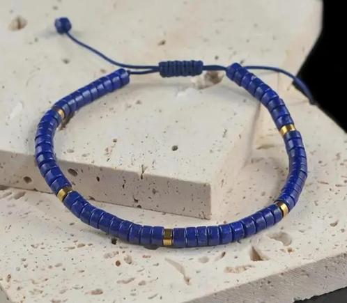 Verstelbare armband van lapis lazuli, Handtassen en Accessoires, Armbanden, Nieuw, Overige materialen, Met bedels of kralen, Met edelsteen