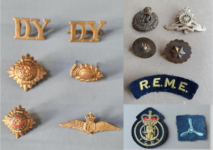 13 insignes militaires, pour chevaux +officiers, R.A.F. etc., Collections, Objets militaires | Général, Armée de terre, Enlèvement ou Envoi