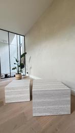 Salontafel 58x58/50x50 travertijn kleur 2st/pk, Huis en Inrichting, Tafels | Salontafels, Ophalen, Overige materialen, 50 tot 100 cm