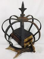 Grote design Brocante decoratieve metalen kroon, Ophalen of Verzenden