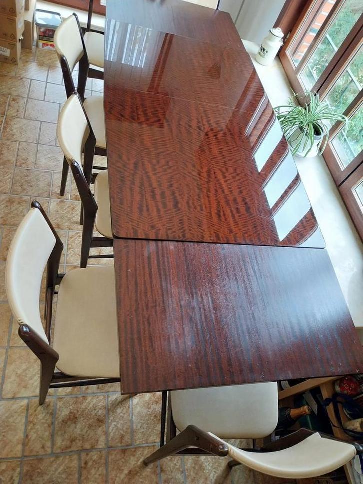 Art deco eettafel en 6 stoelen, Huis en Inrichting, Complete eetkamers, Ophalen