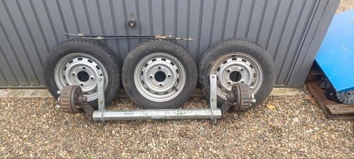 Nieuwe as remorque/remork Alko met 3 nieuwe velgen en banden, Auto diversen, Aanhangwagen-onderdelen, Ophalen of Verzenden