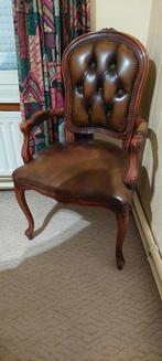 lederen stoel ( 2 stuks), Maison & Meubles, Chaises, Comme neuf, Enlèvement, Bois, Deux