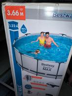 Bestway steel Pro Max zwembad 3.66x1.22 diep + vele extra's, Tuin en Terras, Rond, 300 cm of meer, Zo goed als nieuw, Opzetzwembad
