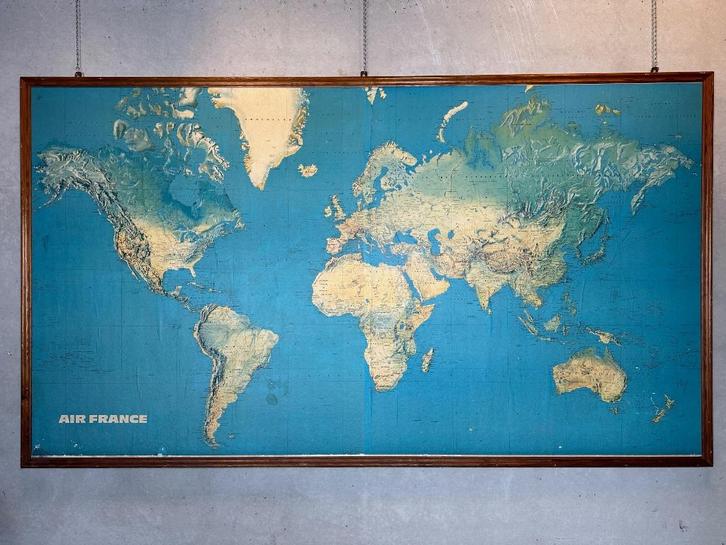 Vintage Xxl Air France ‘Airway’ Map – 1970’S, Huis en Inrichting, Woonaccessoires | Wanddecoraties, Gebruikt, Ophalen