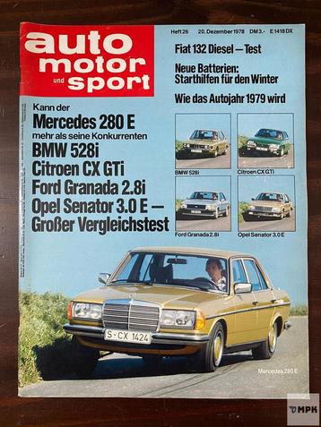 Magazine Auto Motor Sport Mercedes 280E BMW 528i 1978 Duits beschikbaar voor biedingen