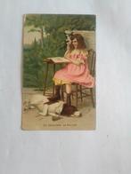 Meisje met hond 1912, Verzamelen, Postkaarten | Dieren, Ophalen of Verzenden, Voor 1920, Gelopen, Hond of Kat