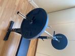 Verstelbare benchpress + barbell + plates, Sport en Fitness, Fitnessmaterialen, Ophalen, Zo goed als nieuw, Borst