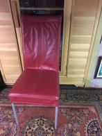 6 X rode lederen eetkamer-stoelen, Maison & Meubles, Chaises, Utilisé, Enlèvement ou Envoi