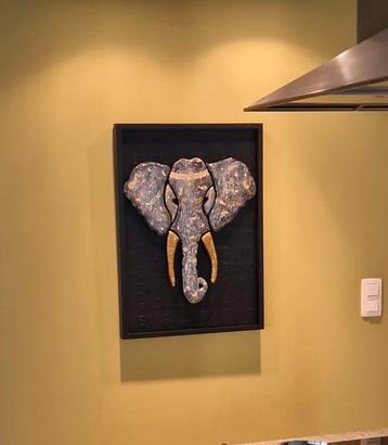 3D / relief schilderij olifant