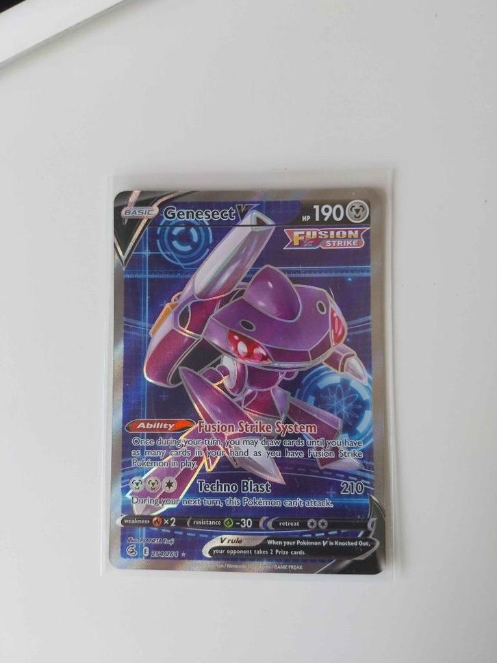 Full Art Genesect V 254/264 Fusion Strike, Hobby en Vrije tijd, Verzamelkaartspellen | Pokémon, Zo goed als nieuw, Losse kaart
