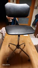 Chaise de bureau design vintage, réglable, en bois et cuir, Comme neuf, Enlèvement ou Envoi