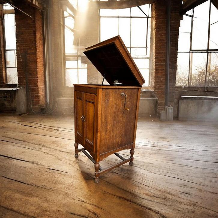 Vintage grammofoon meubel met grammofoon speler, Audio, Tv en Foto, Platenspelers, Ophalen of Verzenden