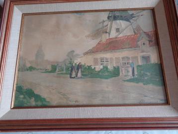 chromolitho - Paul Hermanus " moulin au environs de Dixmude beschikbaar voor biedingen