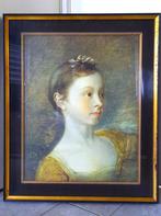 Prachtige schilderij van portret een schattig jonge meisje, Ophalen, 50 tot 75 cm, Overige typen, Zo goed als nieuw