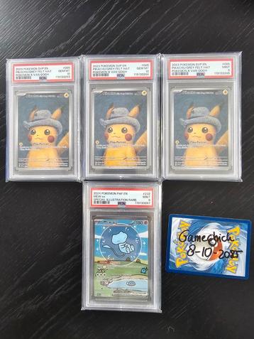 Pokemon PSA 10 Pikachu Grey felt hat, Bubble mew PSA 9 beschikbaar voor biedingen
