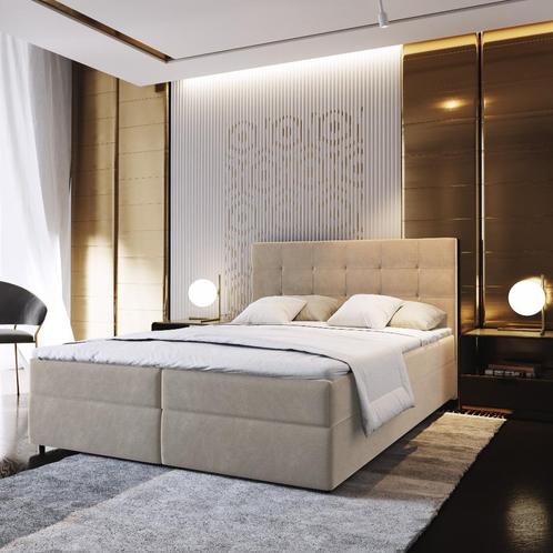 ACTIE Opberg Boxspring 120 x 200 Beige/Naturel - Basic, Huis en Inrichting, Slaapkamer | Boxsprings, Nieuw, 120 cm, 200 cm, Twijfelaar