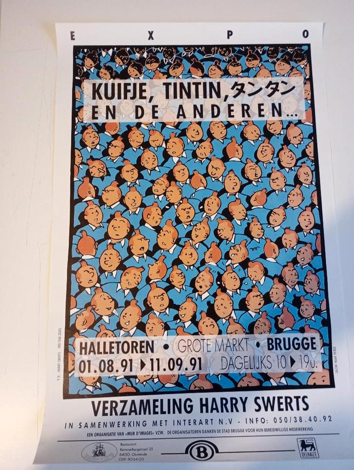 Exemplaire d'affiche unique Tintin, Collections, Photos & Gravures, Comme neuf, Gravure, Autres sujets/thèmes, 1980 à nos jours