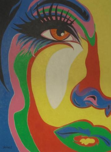olieschilderij popart face 4 (60x80cm) beschikbaar voor biedingen