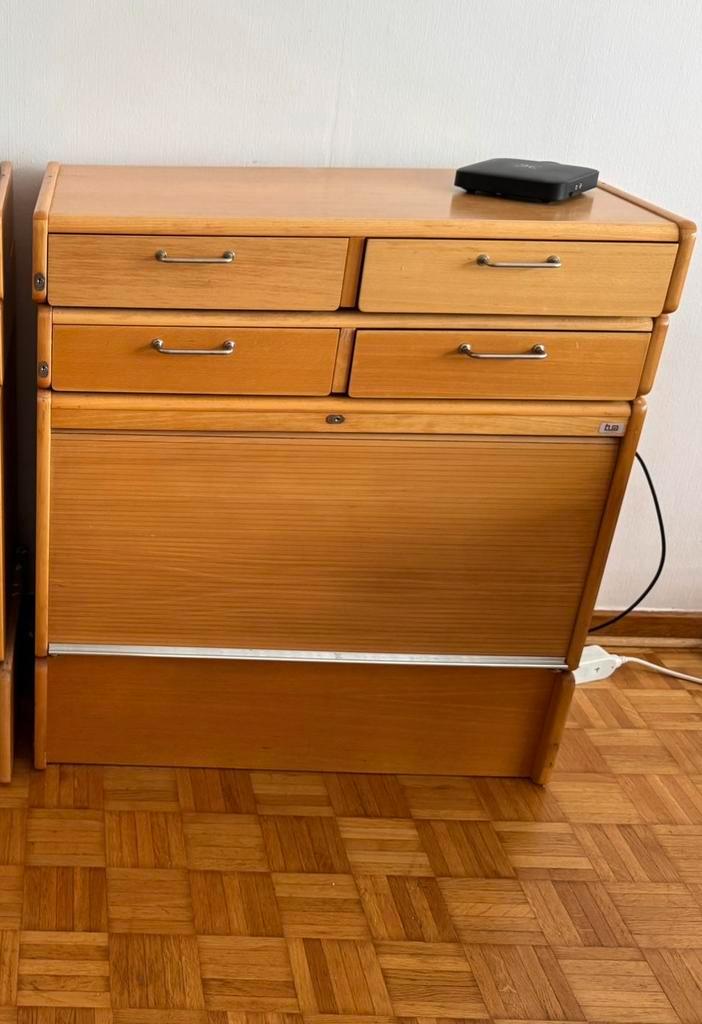 Retro houten meubels - vintage kantoorstijl, Huis en Inrichting, Kasten | Ladekasten, Gebruikt, 100 tot 150 cm, 3 of 4 laden, Ophalen