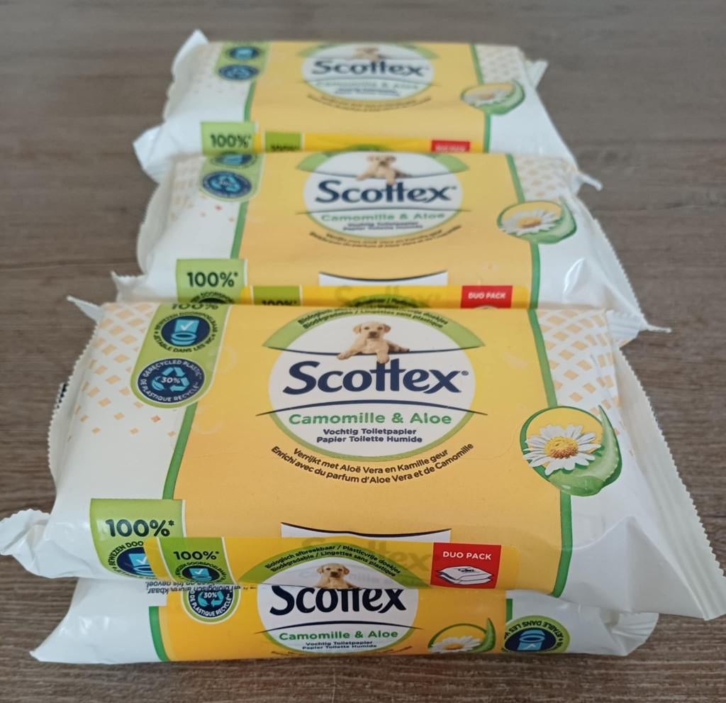 Scottex Vochtig toiletpapier Camomille & Aloë, Ophalen of Verzenden, Nieuw, Geel, Overige typen