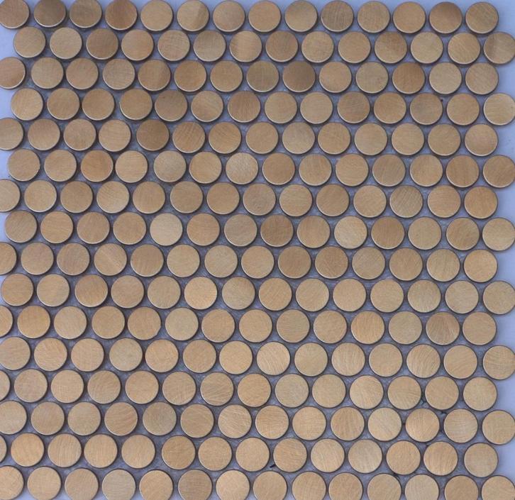 Mozaiëk Reflection Penny Round Copper 19mm op matje 300x300, Bricolage & Construction, Dalles & Carrelages, Neuf, Carrelage mural