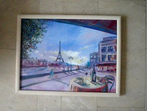 Parijs vanaf terrasje - Daniël Polyakov (geboren 1994), Antiek en Kunst, Kunst | Schilderijen | Klassiek, Ophalen of Verzenden