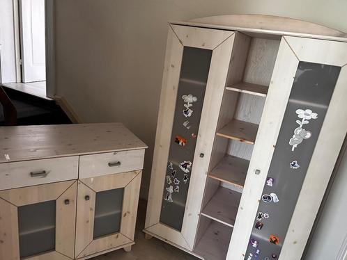 Complete houten meubelset + babybedje, Kinderen en Baby's, Kinderkamer | Complete kinderkamers, Gebruikt, Jongetje of Meisje, Ophalen
