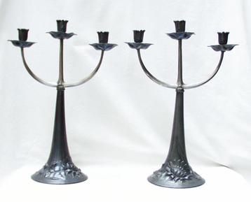 Art Nouveau - (2) - Kandelaars - Waterlelies. beschikbaar voor biedingen