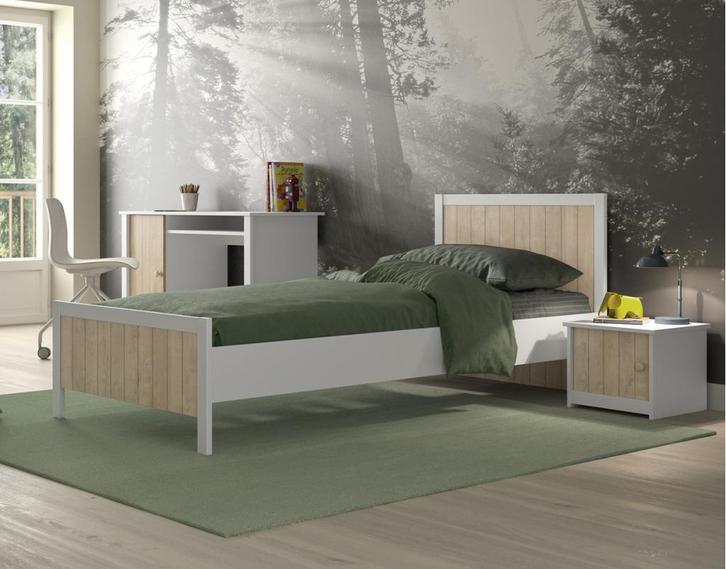 Charlie 1-persoonsbed - Wit/blond eiken, Kinderen en Baby's, Kinderkamer | Bedden