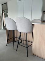 Set van 4 barkrukken in beige chenille stof, Huis en Inrichting, Barkrukken, 4 krukken, Ophalen, Nieuw, 60 tot 90 cm