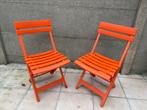 Set van 2 oranje klapstoelen merk Grosfillex, Tuin en Terras, Ophalen of Verzenden, Gebruikt, Kunststof