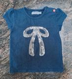 Mt 80 Donkerblauwe T-shirt met zilveren pailletten strik, Kinderen en Baby's, Meisje, Dirkje, Ophalen of Verzenden, Zo goed als nieuw
