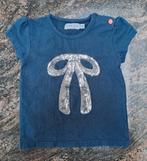 Taille 80 T-shirt bleu foncé avec nœud en sequins argentés, Comme neuf, Fille, Enlèvement ou Envoi, Chemisette ou Manches longues