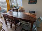 houten eettafel + 8 bijpassende stoelen, Huis en Inrichting, Tafels | Eettafels, Ophalen, Gebruikt, 50 tot 100 cm, Vijf personen of meer