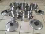 Pannenset, Huis en Inrichting, Keuken | Potten en Pannen, Ophalen, Inox, Gebruikt, Inductieplaat