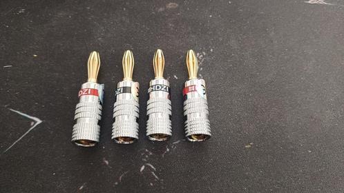 4 stuks banaanstekker verguld met schroefbevestiging nieuw, Audio, Tv en Foto, Luidsprekerboxen, Nieuw, Front, Rear of Stereo speakers