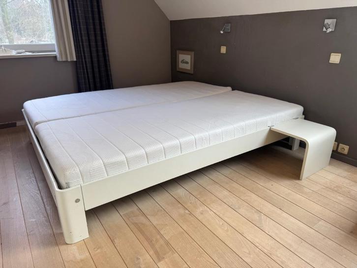 Auping Auronde bed compleet, Huis en Inrichting, Slaapkamer | Bedden, Gebruikt, Tweepersoons, 180 cm, 220 cm, Wit, Verstelbaar