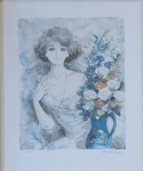 BERNARD CHAROY / ELEGANTE DAME / KLEURLITHO / 78x70cm KADER, Antiek en Kunst, Kunst | Litho's en Zeefdrukken, Ophalen