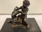 bronsbeeld jongen op geitebok, Ophalen of Verzenden