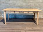 Oude boerentafel met 2 lades - 200 x 89 cm + 79 cm hoog, Huis en Inrichting, Tafels | Eettafels, Zo goed als nieuw, Vijf personen of meer