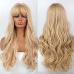 Blonde pruik lang haar met slagen en pony, Verzenden, Nieuw