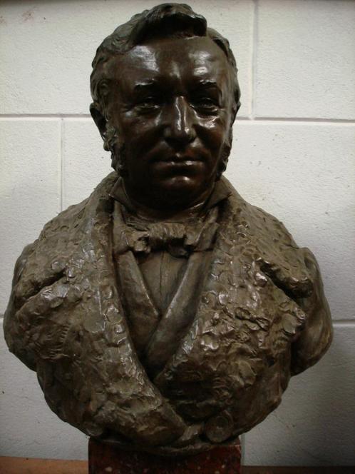 1881 J. M. HERAIN Cie DES BRONZES BXL buste Frantz Charlet, Antiquités & Art, Art | Sculptures & Bois, Enlèvement